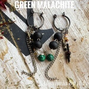 Romantic goth Elegant Green Malachite Earrings
